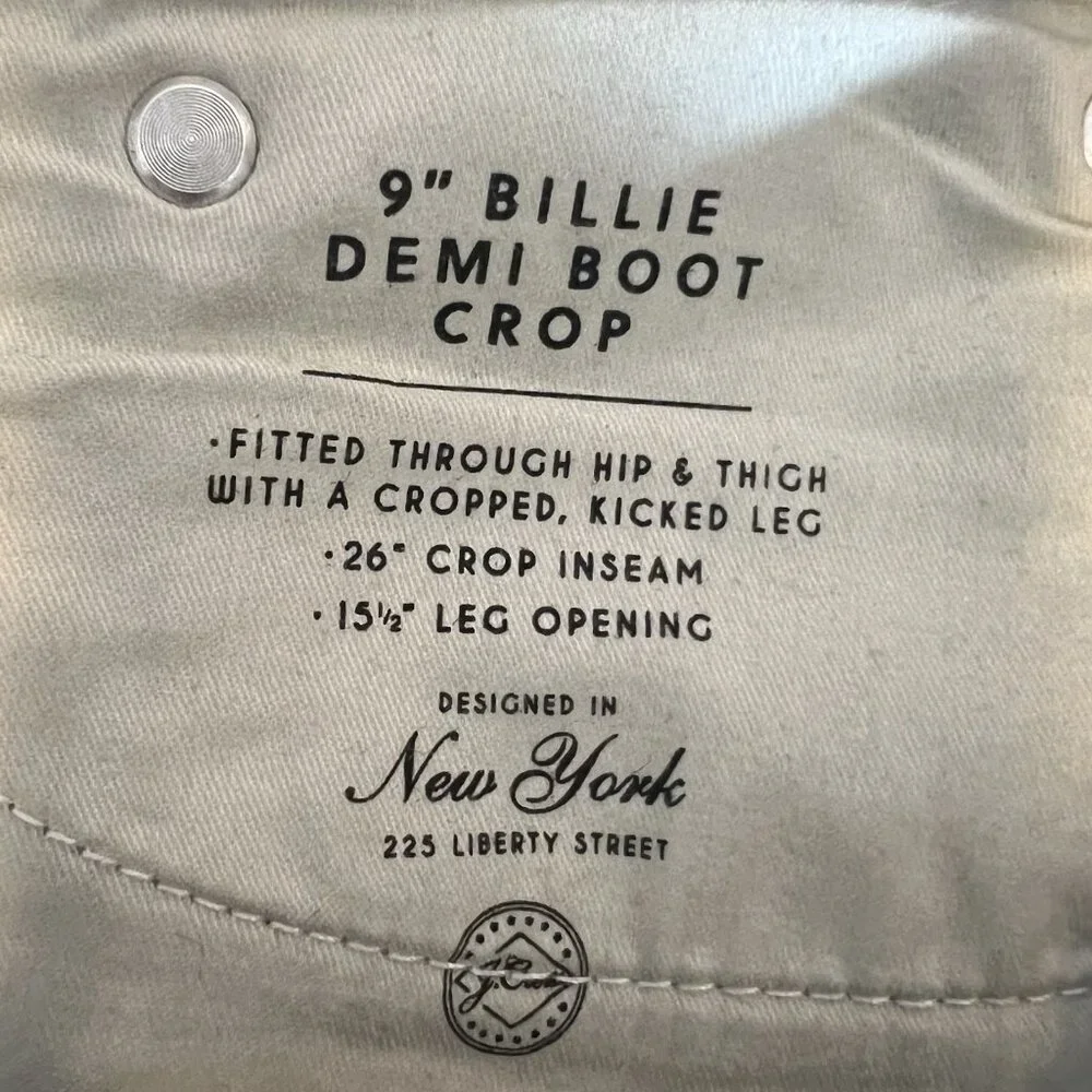 J. Crew women’s Jeans Billi Demi Boot Crop Size 29 Mid Rise Blue Kicked Leg